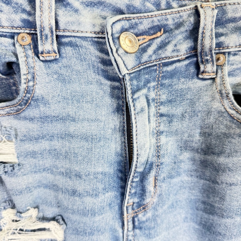 American Eagle Outfitters Medium Blue Distressed Flare Jeans - Picture 5 of 9